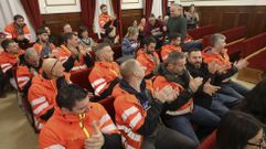 Bomberos de Ferrol en las bancadas del p�blico durante la celebraci�n del �ltimo pleno municipal, al que llevaron sus demandas.