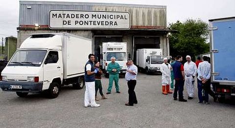El matadero de Pontevedra, el pasado 6 de mayo, cuando se desprecintaron las c�maras. 