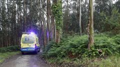 Ambulancia tratando de llegar a la persona que requer�a atenci�n sanitaria en O Vicedo