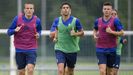 Varios jugadores del Vetusta durante un entrenamiento