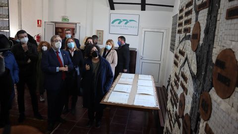 Acto de inauguracin del Archivo Histrico de Hunosa, en el Pozo Sotn, al que han asistido la delegada del Gobierno en Asturias, Delia Losa; la consejera de Cultura, Poltica Llingstica y Turismo, Berta Pin; la alcaldesa de Langreo, Carmen Arbes, y el presidente de GRUPO HUNOSA, Gregorio Rabanal