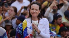 Mar�a Corina Machado en una manifestaci�n contra Maduro, d�as despu�s de ser capturado por Estados Unidos.