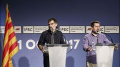 El presidente de la ANC, Jordi Sanchez, y el de Omnium Cultural, Jordi Cuixart