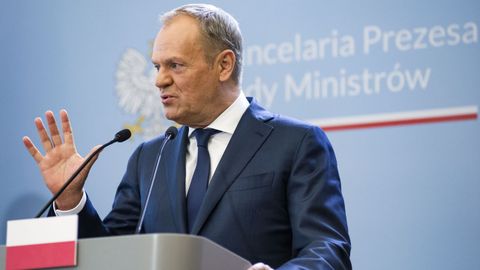 El primer ministro de Polonia, Donald Tusk, en una rueda de prensa en Varsovia.