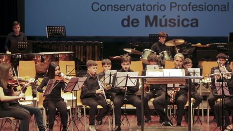 Alumnos del conservatorio de Vilagarc�a en concierto, en una imagen de archivo