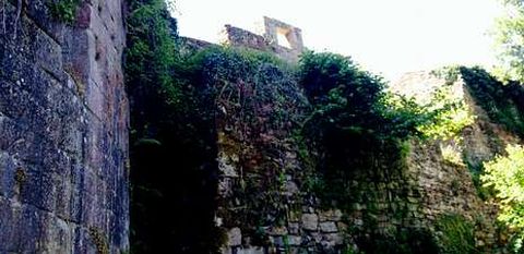 Aspecto del deterioro de la pared que hace funciones de contenci�n de la zona de habit�culos complementarios del monasterio.