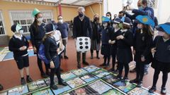 Alfonso Rueda, este viernes, en el colegio Cristo Rey de Ferrol