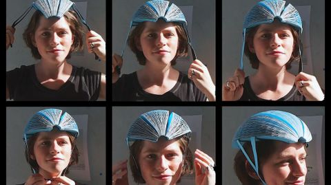 Ecohelmet | Un casco plegable y reciclable. Hecho de papel resistente al agua en una estructura radial con forma de panal. Pensado para los sistemas de bicis p�blicos, cuyos usuarios no suelen llevar casco.