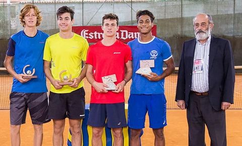 Jannik Sinner, en la entrega de premios del ITF jnior de Sanxenxo en el ao 2017