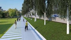 Recreaci�n del proyecto de sendas peatonales y carril bici en la avenida de Alfonso Molina de A Coru�a