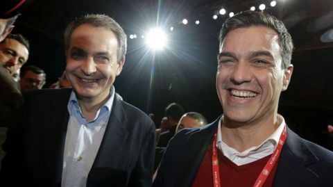 Zapatero en Madrid con Pedro Snchez el 9 de marzo