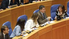 Conselleiros en los sillones azules del Parlamento durante el ltimo pleno