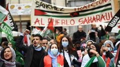 Protesta en Madrid contra la decisin del Gobierno espaol de apoyar las tesis de Marruecos sobre el Shara Occidental