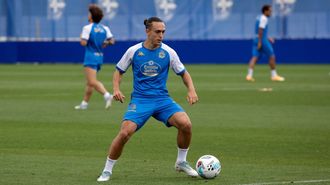 Luismi Cruz, en un entrenamiento en la ciudad deportiva de Abegondo