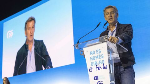 El l�der del PP, Alberto N��ez Feijoo, este s�bado en Palma de Mallorca.