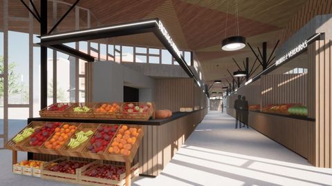 Diseño del futuro mercado de Bertamiráns, en el que primarán los productos de cercanía
