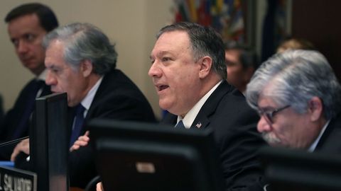 Mike Pompeo, durante la reunin del Consejo Permanente de la OEA