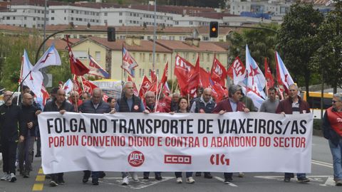 Protesta de los trabajadores del transporte el martes en Santiago