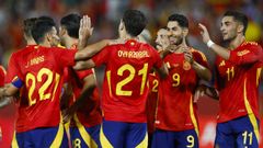 Los jugadores de Espa�a celebrando un gol frente a Andorra