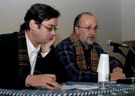 Antonio P�rez, a la derecha, en su anterior etapa al frente del Club Lemos en una asamblea.