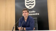 El concejal del PP Guille Juncal, este martes en la sala de prensa del Concello de Pontevedra