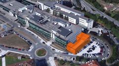 Resaltado en color, la zona que se prev� ampliar en el edificio de consultas externas