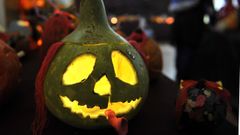 Una calabaza decorada el a&ntilde;o pasado en Trasancos, en Nar&oacute;n. 