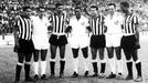 Garrincha, Zito, Nilton Santos, Pel, Zagalo, Pep y Did, antes de la final del Teresa Herrera de 1959, entre el Santos y el Botafogo.
