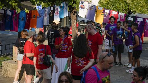 Las pandillas lucieron las camisetas que disearon para esta edicin de la Festa do Pulpo