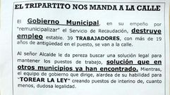 Octavillas repartidas por los trabajadores de la auxiliar de recaudaci�n