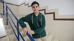 Miguel Bouzas Rodr�guez, alumno del IES Torrente Ballester de Pontevedra, este martes en su instituto