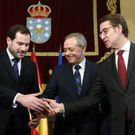 Cubela, Balseiros y Feijoo al anunciar la fusi�n en febrero. 