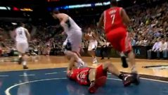 El pisot�n de Kevin Love en la cara de Luis Scola