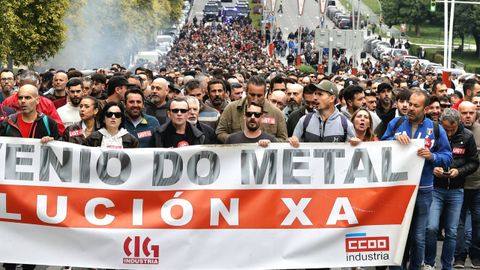 Manifestaci�n de los trabajadores del metal por Vigo
