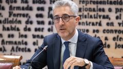 El ministro de Hacienda, Arcadi Espa�a, durante una comparecencia para informar de los planes de financiaci�n auton�mica y ejecuci�n de los fondos presupuestaros