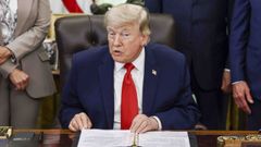 Donald Trump en una intervenci�n en el Despacho Oval