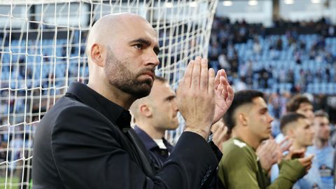 Claudio GIr�ldez, tras el Celta-Friburgo del jueves.