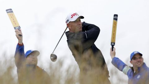 Stewart Cink entrena para el Abierto Brit�nico.
