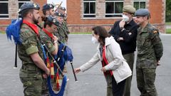 La ministra de Defensa, Margarita Robles, en su visita al acuartelamiento de Cabo Noval en Oviedo