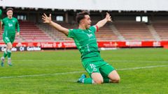 Dani Gonzlez, tras anotar un gol con el filial santanderino