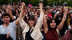 Numerosas personas j�venes durante la manifestaci�n el  3 de octubre en Madrid para exigir una reducci�n del precio de los alquileres de la vivienda 