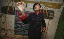 Suso Mart�nez, en las bater�as del monte de San Pedro. 