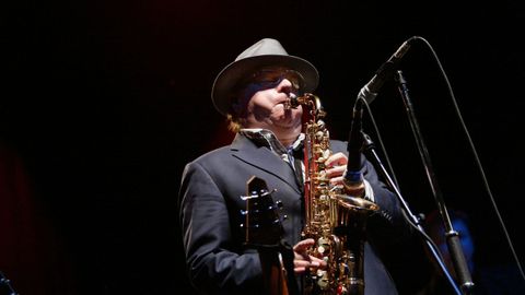 El incombustible artista irlands Van Morrison, en el 2007, en pleno concierto en Santiago, en su ltima visita a Galicia.