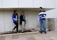 Canosa, Pallas y Eir�s, ayer en la biblioteca. 