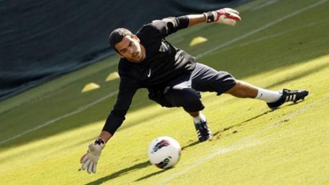 Pol Freixanet en un entrenamiento con el Mlaga