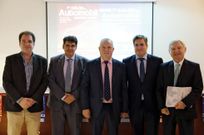 Los responsables del acontecimiento durante el acto de presentaci�n en Expourense. 