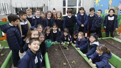 Alumnos de infantil en el huerto ecol�gico de Carmelitas