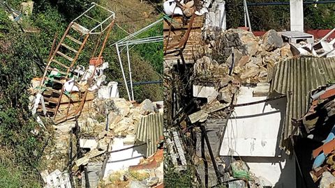 Parte trasera de la casa de Juana Patricia Ortiz, tras el argayo del muro de la iglesia de Udri�n