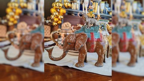 Curios�simo elefante de plomo pintado a mano: 120 euros