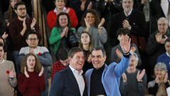 Besteiro y Pedro Sánchez, este mediodía en Vigo.